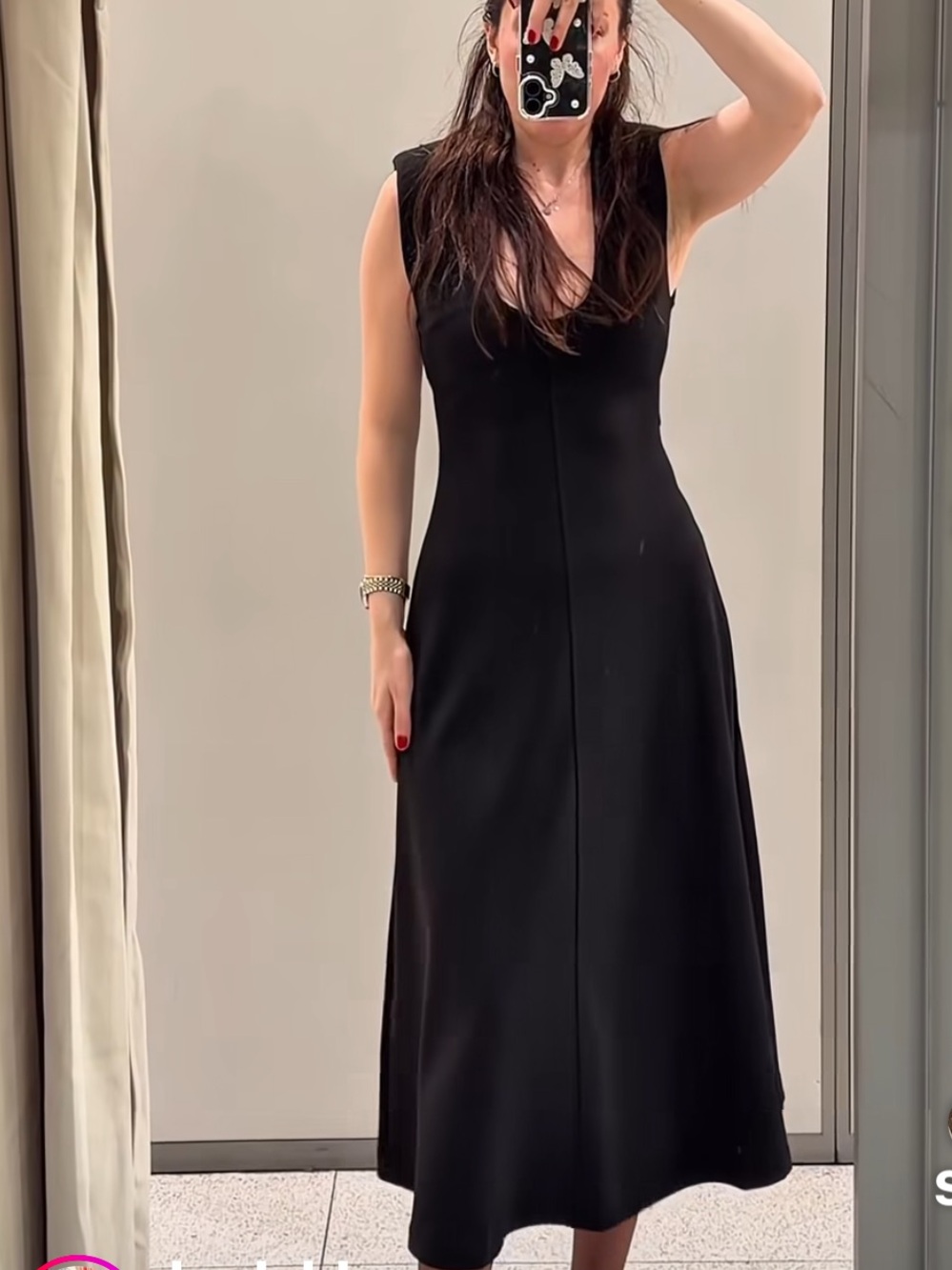 NWT Zara Black Sleeveless A-Line Midi Dress Minimalist Elegant Size Large